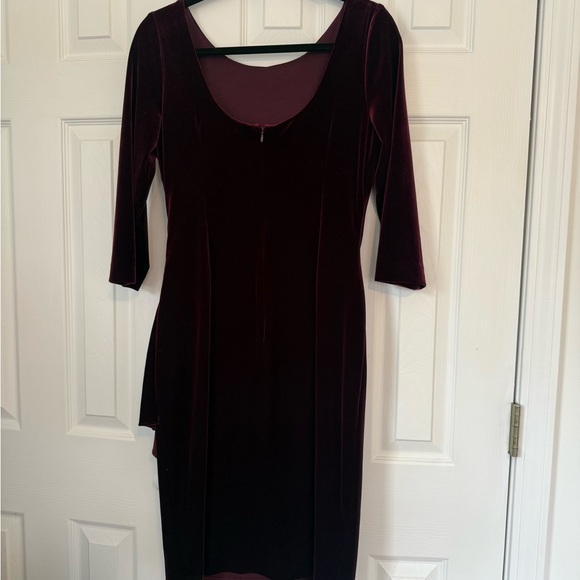 Elegant Burgundy Velvet Dress - Picture 3 of 6